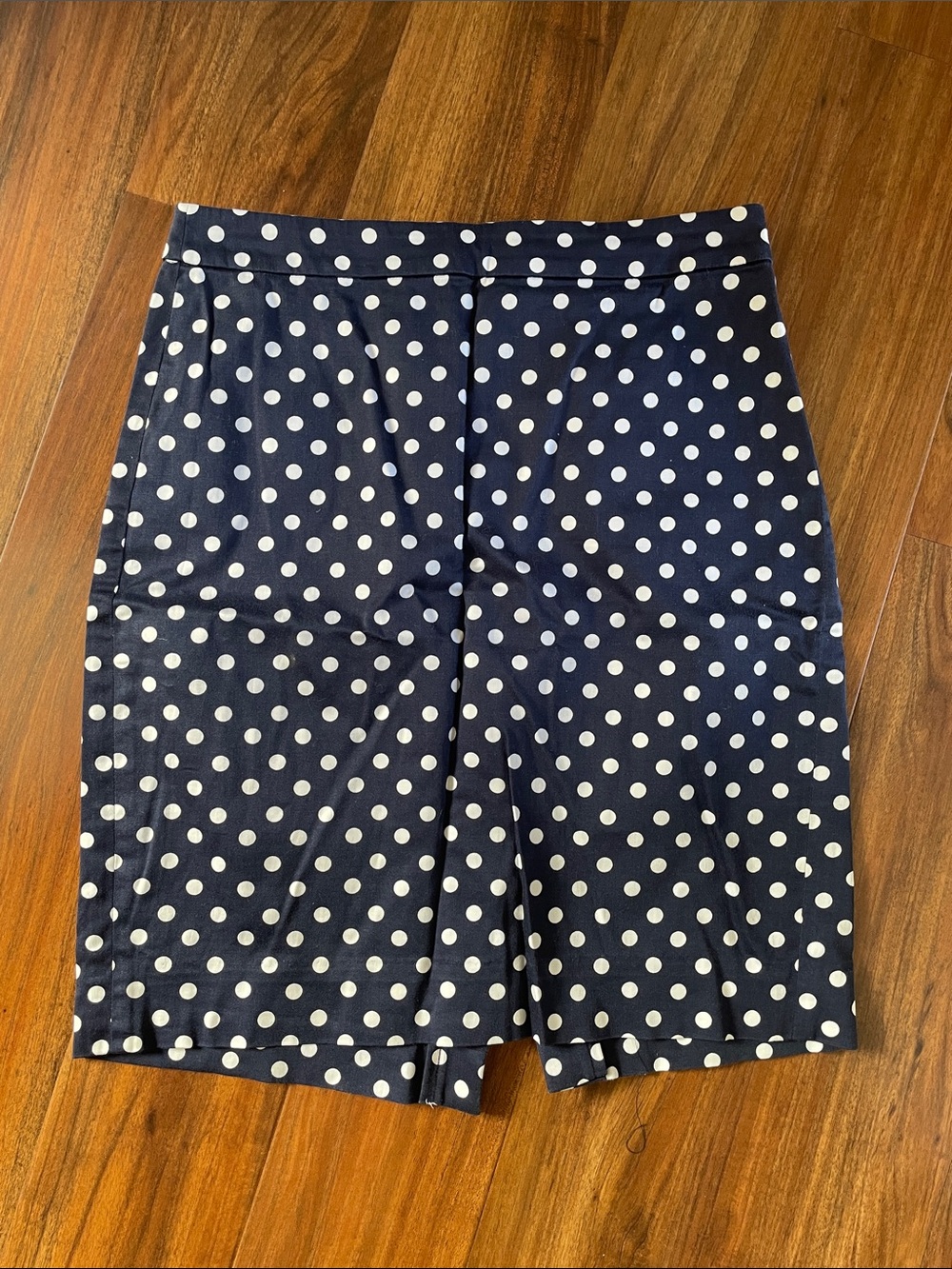 J. Crew Factory Navy Blue Polka Dot Pencil Skirt
